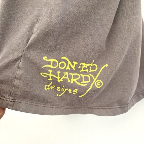 Ed Hardy by Christian Audigier Gray Skull Bones Short Sleeve T-Shirt Men’s XXL - Picture 4 of 9